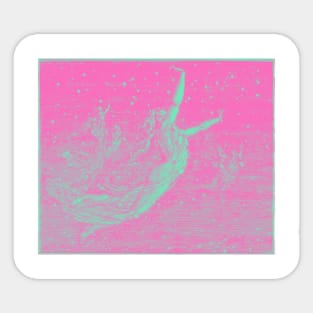 Flying In Stars In Mint And Pink Sticker